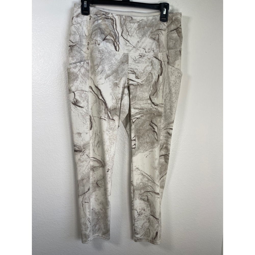 Chicos Zenergy Marble‎ Print High Rise Leggings Womens 1 Size 8/10 Neutral Crop